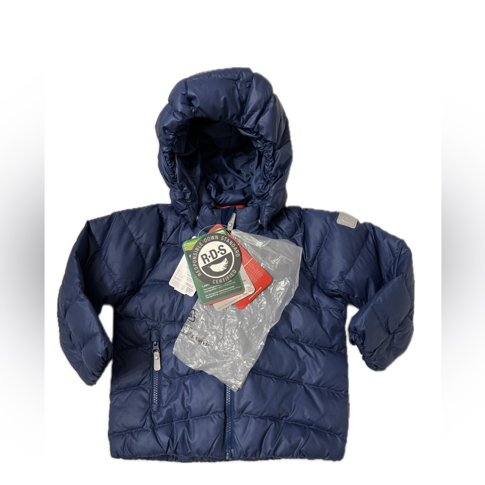 Reima Royal Blue Down Jacket with Detachable Hood. NWT. Size 18-24 months